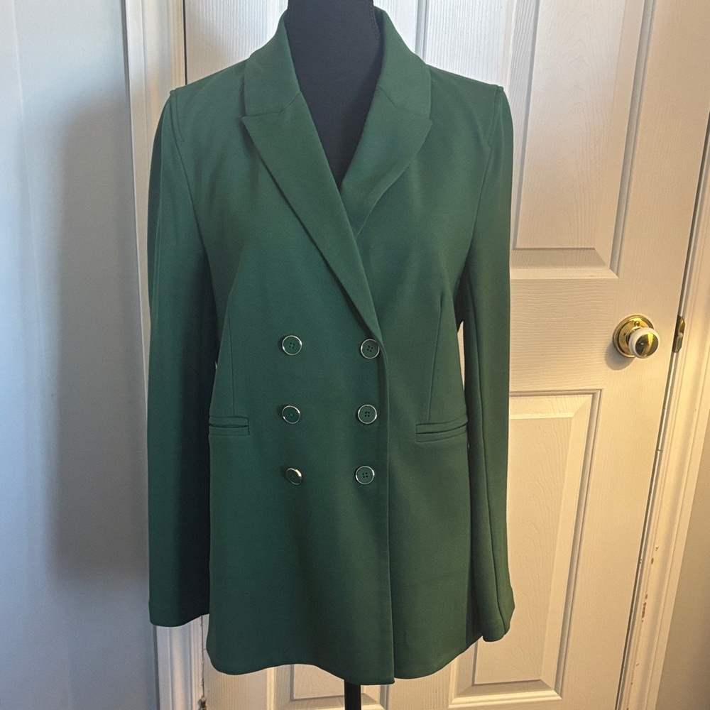 Sophia Grace Elegant Green Double-Breasted Women's Blazer